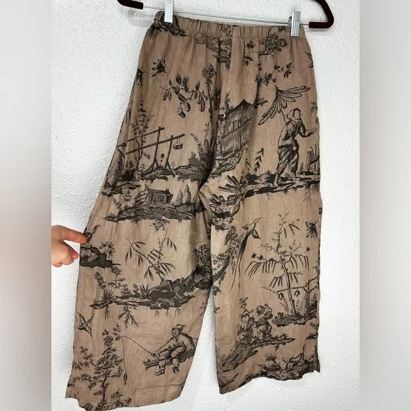 Kleen Women’s Pants Linen Crop Wide Leg Black Pull On Pockets Size S NWT - Picture 6 of 11